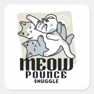 Sticker Carré Laze Furr Days - Cute Lazy Cats Design