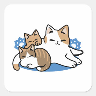 Sticker Carré Laze Furr Days - Cute Lazy Cats Design