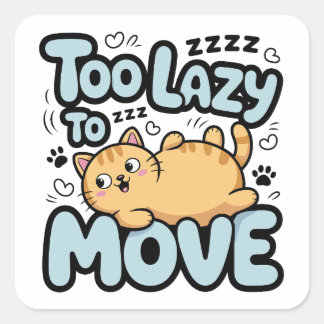 Sticker Carré Lazy Cat