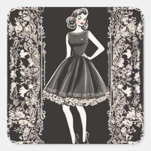 Sticker Carré LBD Vintage petit costume noir