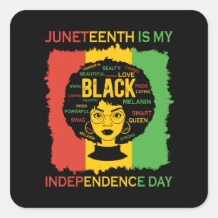 Sticker Carré Le 11 juin est ma fête nationale Femme noire