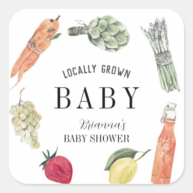 Sticker Carré Le Baby shower des fermiers cultivés localement (Devant)