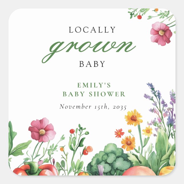 Sticker Carré Le Baby shower des fermiers cultivés localement (Devant)