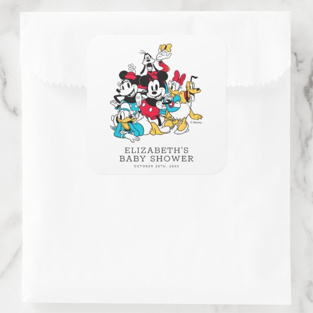 Sticker Carré Le Baby shower Mickey et amis de Disney (Sac)