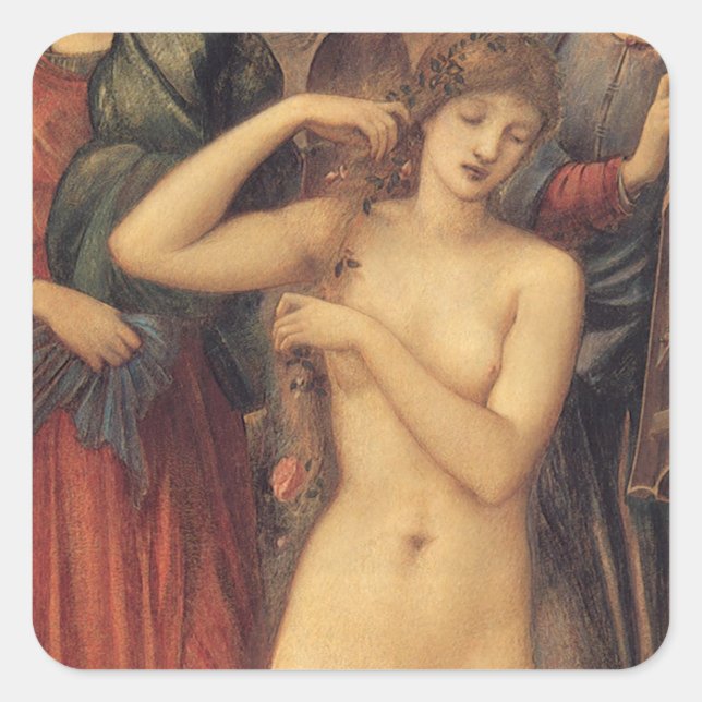 Sticker Carré Le bain de Vénus par Sir Edward Coley Burne-Jones (Devant)