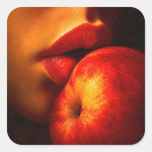 Sticker Carré Le Baiser de Nectarine – Un Portrait Intime