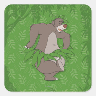 Sticker Carré Le Baloo du livre de la jungle avec jupe d'herbe