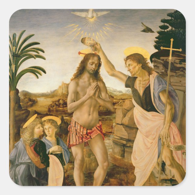 Sticker Carré Le baptême du Christ par Jean le Baptiste (Devant)
