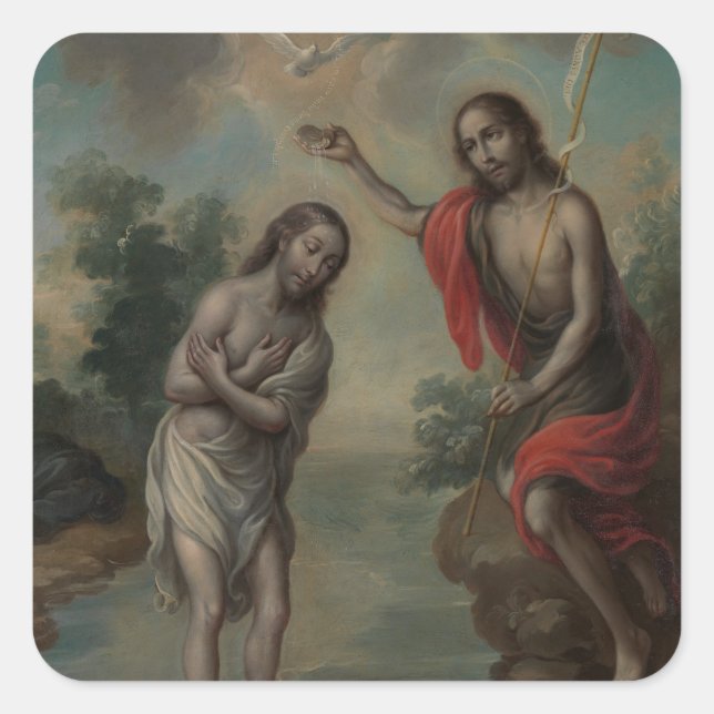 Sticker Carré Le baptême du Christ par Nicolás Enríquez (Devant)