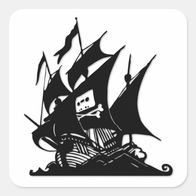 Sticker Carré Le bateau de logo de baie de pirate (Devant)