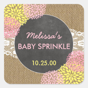 Sticker Carré Le bébé chic rustique de jaune de rose de toile 