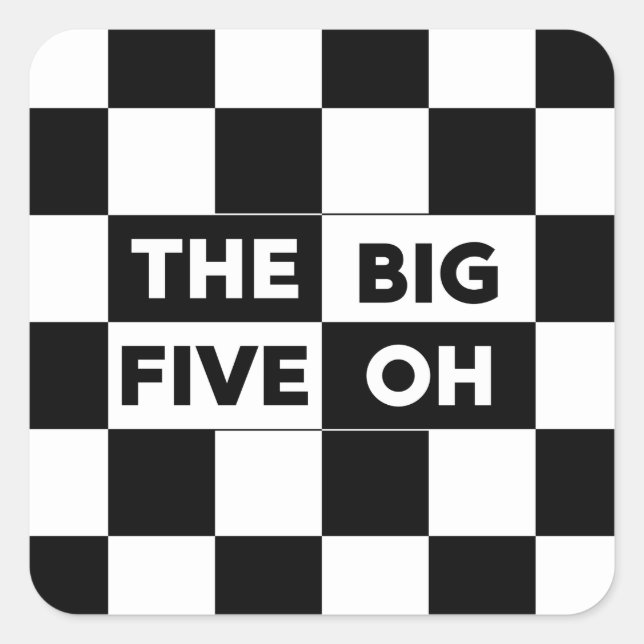 Sticker Carré Le Big Five Oh Black and White À damiers Motif (Devant)