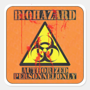 Sticker Carré Le Biohazard a autorisé le personnel seulement