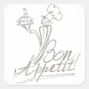 Sticker Carré Le Bon Chef dit Bon Appetit !