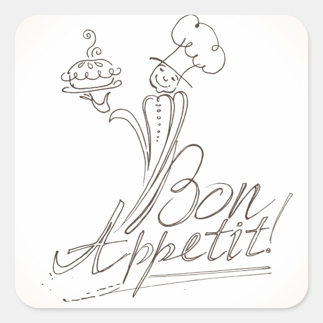 Sticker Carré Le Bon Chef dit Bon Appetit ! (Devant)
