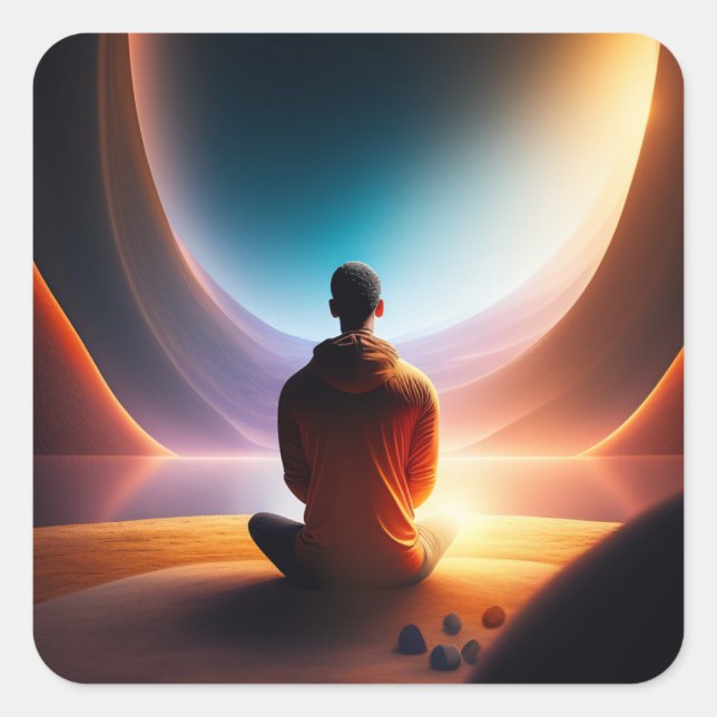 Sticker Carré Le Bouddha cosmique | (Devant)