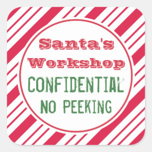 Sticker Carré Le cadeau de l'atelier de Père Noël de Noël