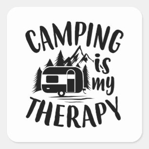 Sticker Carré Le camping est mon art de thérapie