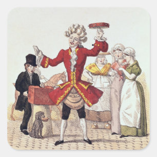 Sticker Carré Le chanteur de rue, gravé par Alois Senefelder