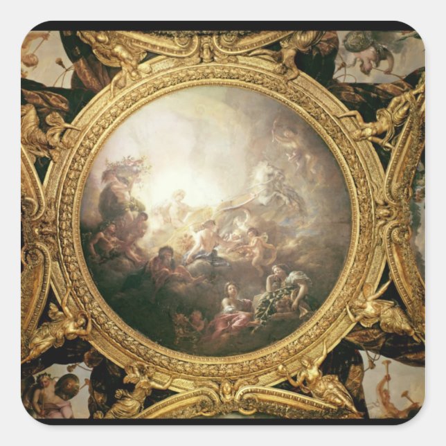 Sticker Carré Le Chariot d'Apollo, peinture au plafond (Devant)