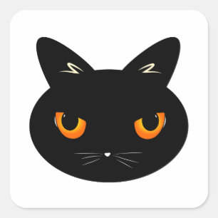 Sticker Carré le chat noir aux yeux orange
