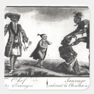 Sticker Carré Le chef des sauvages raclant son ennemi