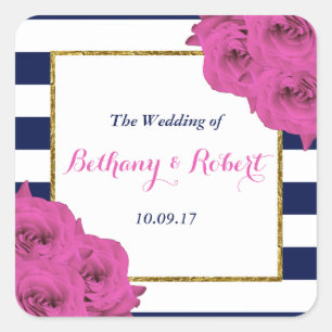 Sticker Carré Le Chic Moderne Luxe Mariage Collection Rose Roses