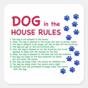 Sticker Carré Le chien dans la maison règles - règles à vivre se