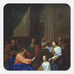 Sticker Carré Le Christ avec Martha et Mary
