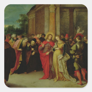 Sticker Carré Le Christ et l'adultère rentré par femme
