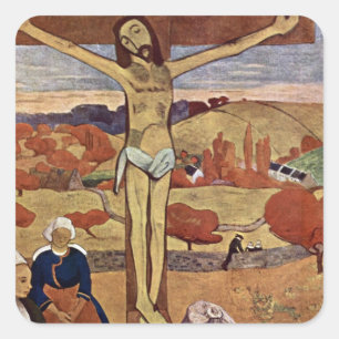 Sticker Carré Le Christ jaune de Paul Gauguin, Vintage Fine Art