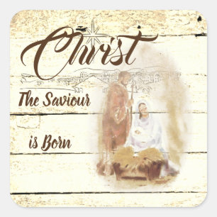 Sticker Carré Le Christ Sauveur est né