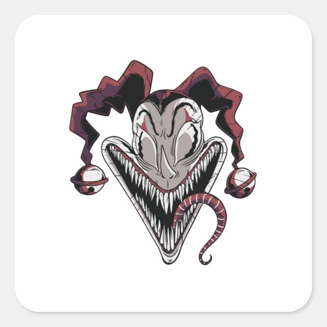 Sticker Carré Le Clown effrayant d'Halloween (Devant)