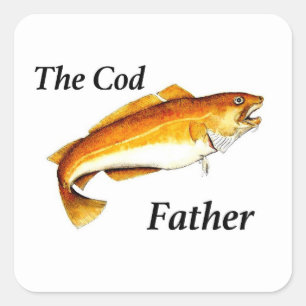 Sticker Carré Le Cod Père idéal de pêche présent.