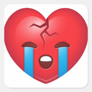 Sticker Carré Le coeur brisé triste Emoji