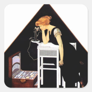Sticker Carré Le coffre d'argent par C Coles Phillips