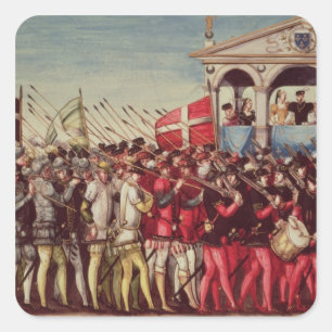 Sticker Carré Le cortège des batteurs et des soldats