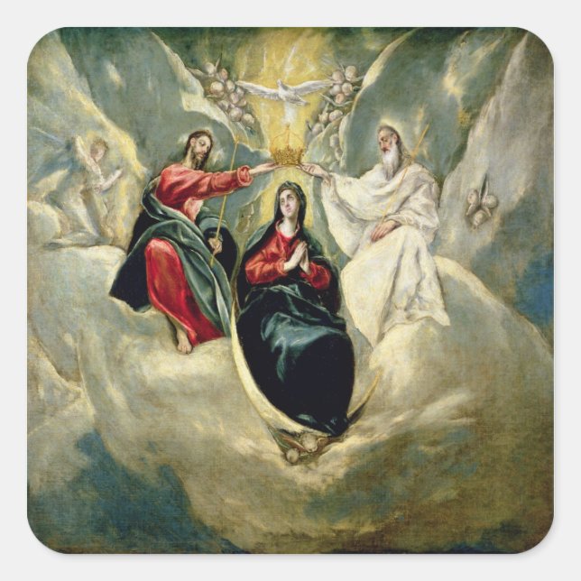 Sticker Carré Le couronnement de la Vierge, c.1591-92 (Devant)