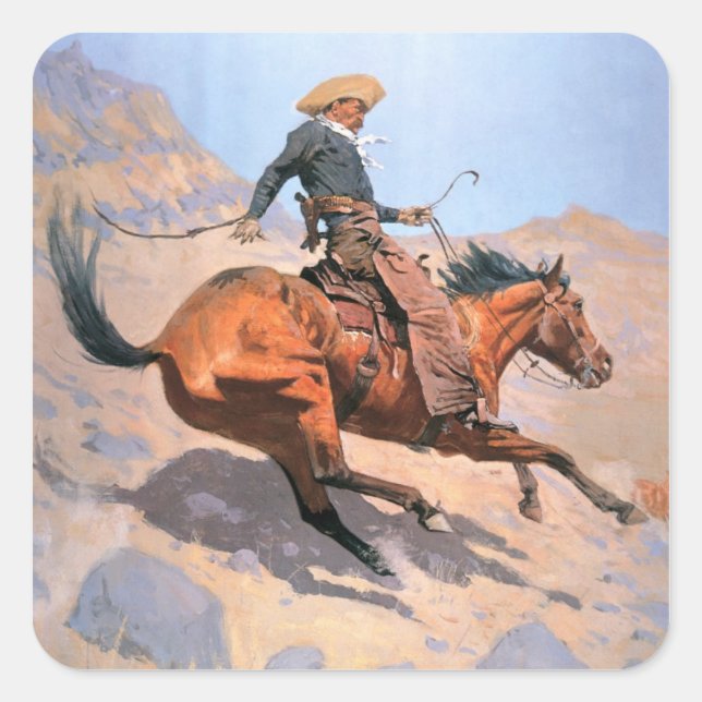 Sticker Carré Le Cowboy (huile sur toile) (Devant)