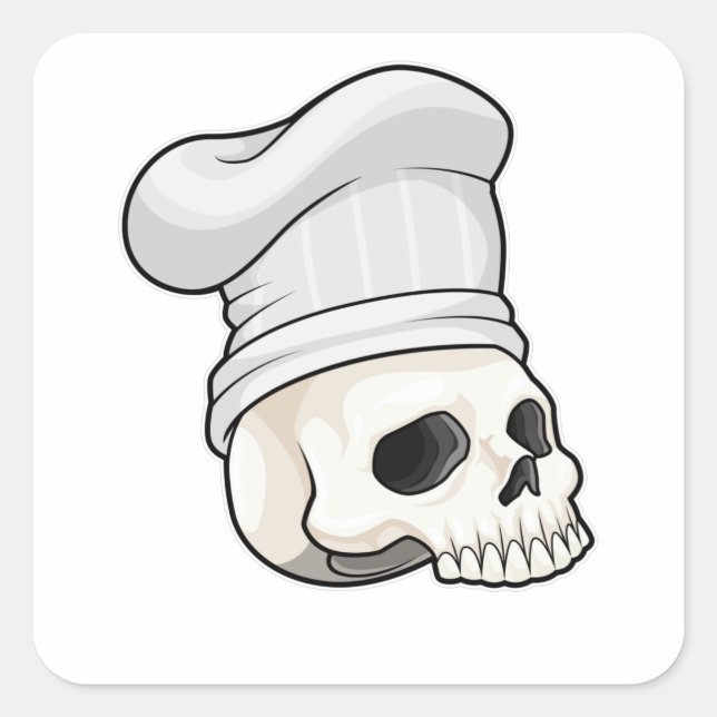 Sticker Carré Le crâne cuisiné avec le casquette chef (Devant)