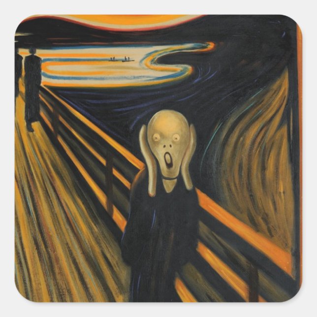 Sticker Carré Le cri d'Edvard Munch (Devant)