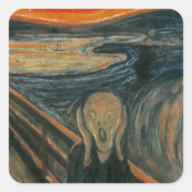 Sticker Carré Le Cri - Edvard Munch. Peinture d'art. (Devant)