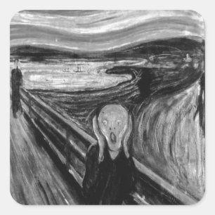 Sticker Carré Le Cri Noir Et Blanc D'Edvard Munch