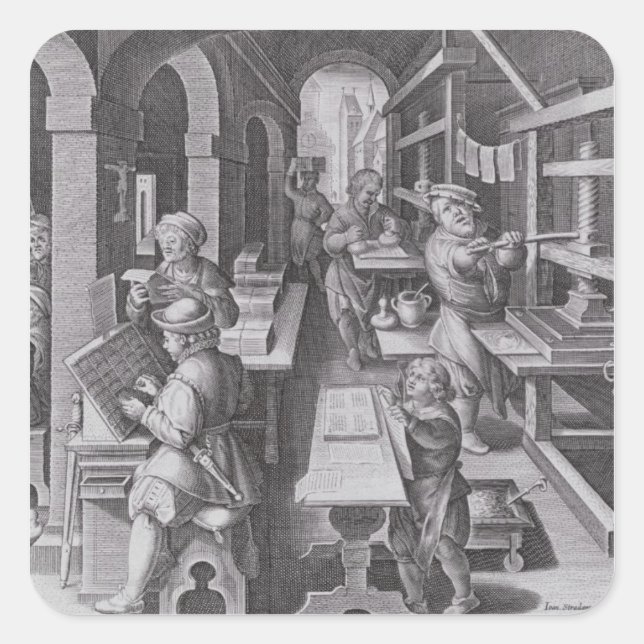 Sticker Carré Le développement de l'impression (Devant)