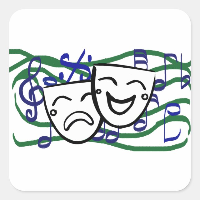 Sticker Carré Le drame de la musique (Devant)