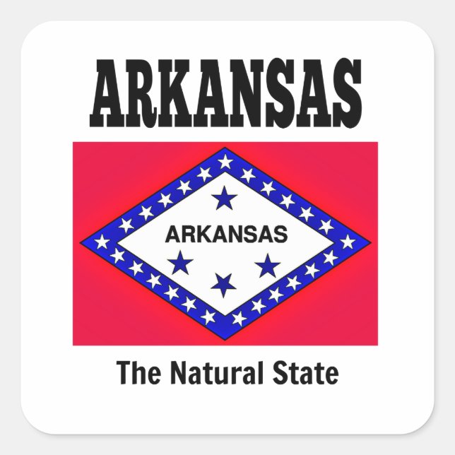 Sticker Carré Le drapeau de l'Arkansas, l'État naturel (Devant)