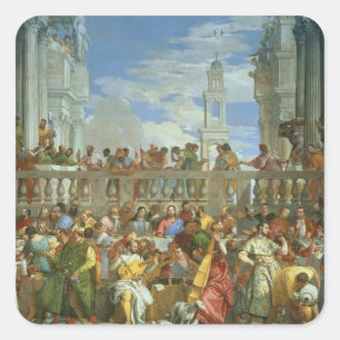 Sticker Carré Le festin de mariage chez Cana, c.1562 (huile sur