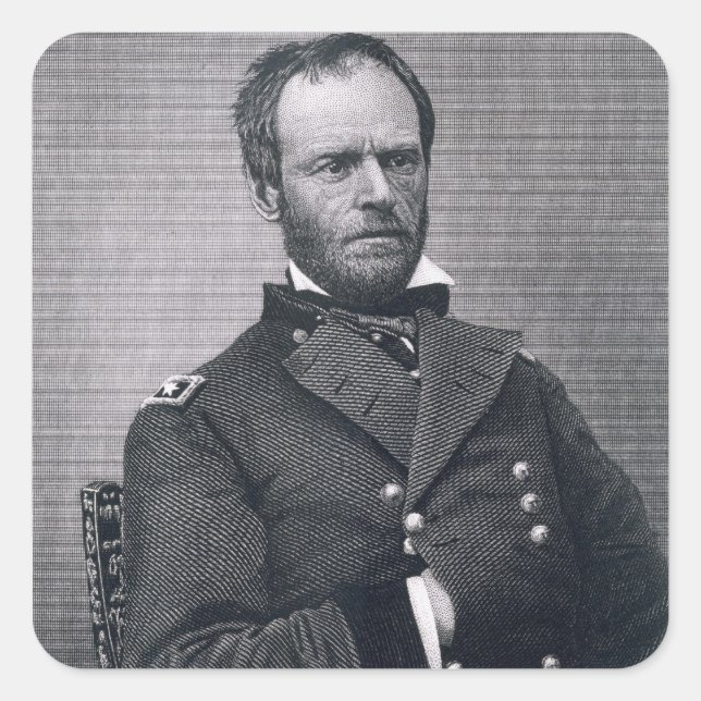 Sticker Carré Le général William Tecumseh Sherman, gravé après u (Devant)