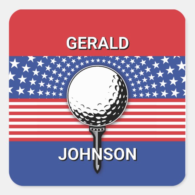 Sticker Carré Le golf patriotique américain (Devant)