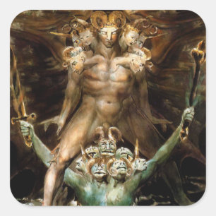 Sticker Carré Le grand dragon rouge et la bête de la mer